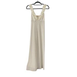 Flora Nikrooz S Chiffon Satin Nightgown Rosette Strap Back Tie Bridal Negligee